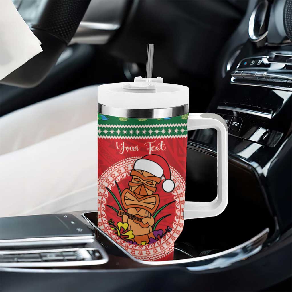 Personalized Hawaii Christmas Tumbler With Handle Tiki Santa Mele Kalikimaka LT14 - Polynesian Pride