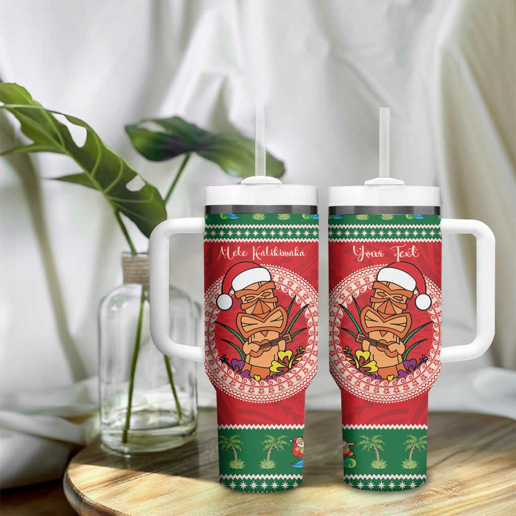Personalized Hawaii Christmas Tumbler With Handle Tiki Santa Mele Kalikimaka LT14 - Polynesian Pride