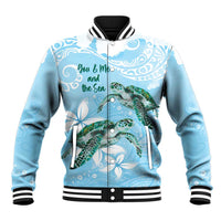 Personalised Polynesia Valentine's Day Baseball Jacket SeaTurtle Couple Polynesian - Fairy Sparkles Color LT14 Unisex Blue - Polynesian Pride