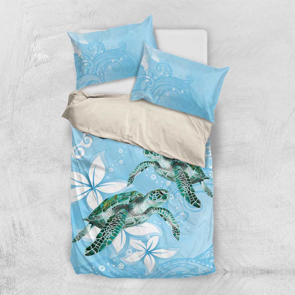 Polynesia Valentine's Day Bedding Set SeaTurtle Couple Polynesian - Fairy Sparkles Color LT14 US Twin 172cm x 218cm Blue - Polynesian Pride