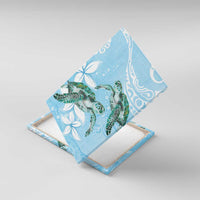 Polynesia Valentine's Day Canvas Wall Art SeaTurtle Couple Polynesian - Fairy Sparkles Color LT14 With Frame Blue - Polynesian Pride