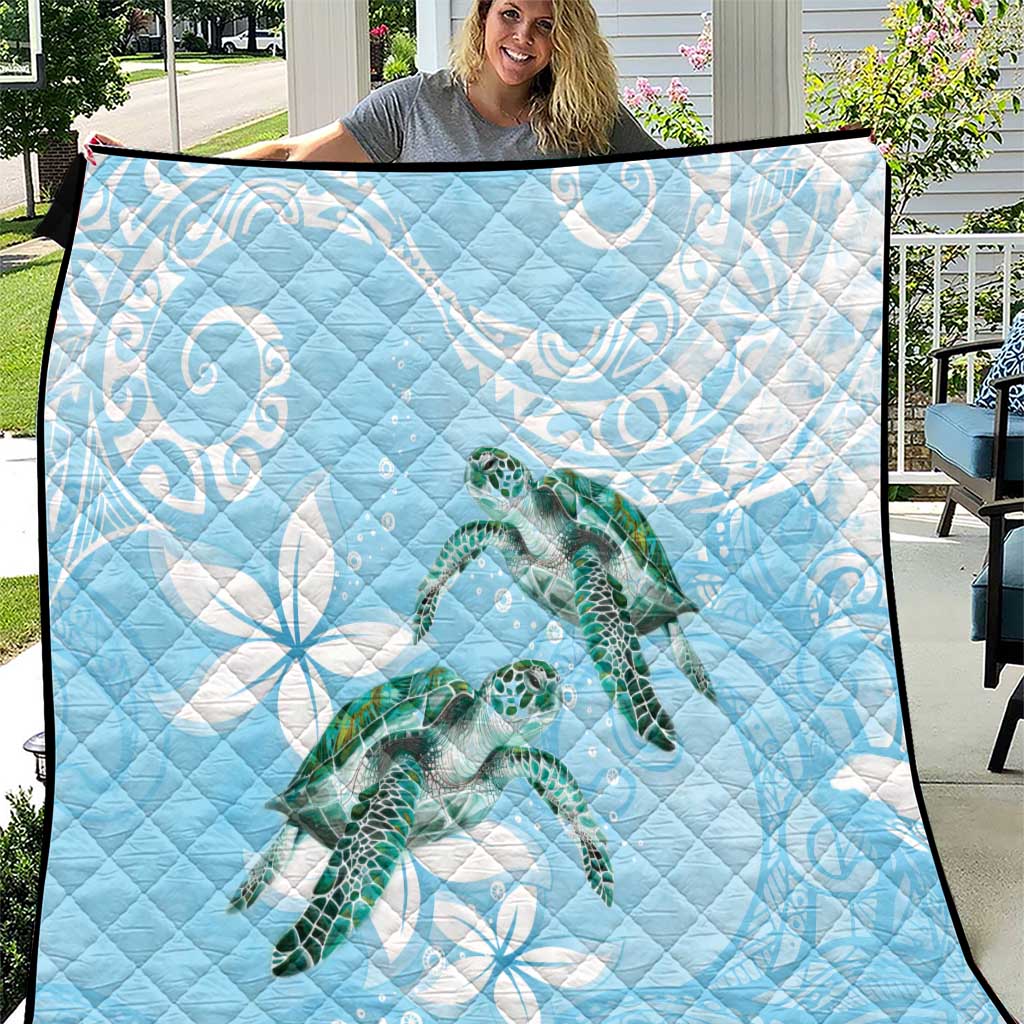 Polynesia Valentine's Day Quilt SeaTurtle Couple Polynesian - Fairy Sparkles Color LT14 Blue - Polynesian Pride