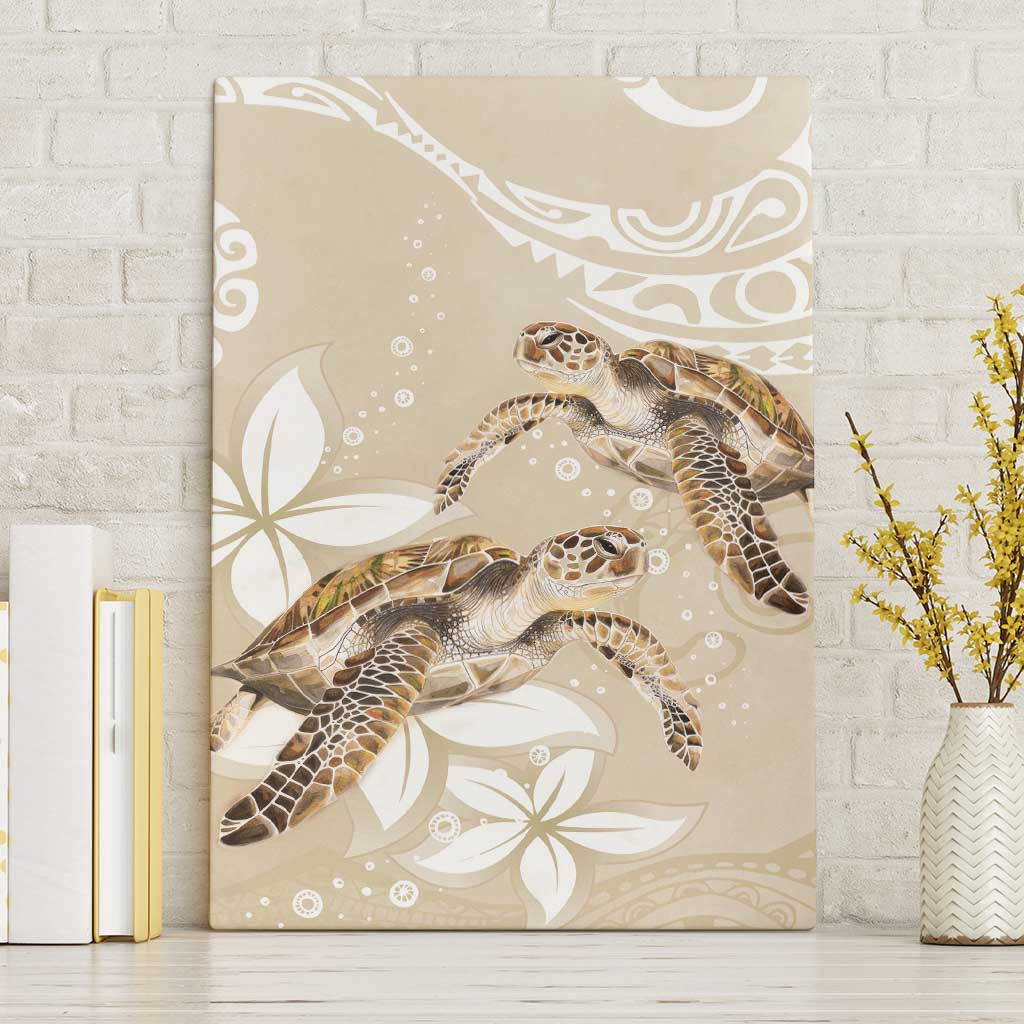 Happy Valentine's Day Polynesia Canvas Wall Art SeaTurtle Couple Polynesian - Pollinate Color LT14 Without Frame Beige - Polynesian Pride