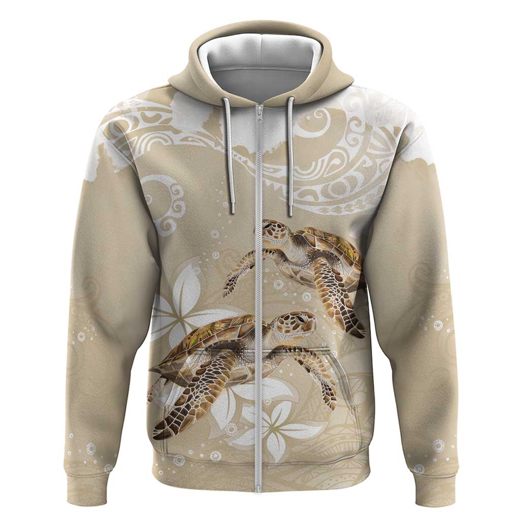 Happy Valentine's Day Polynesia Hoodie SeaTurtle Couple Polynesian - Pollinate Color LT14 Zip Hoodie Beige - Polynesian Pride