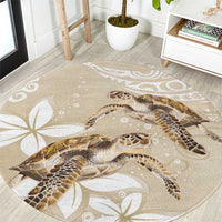 Happy Valentine's Day Polynesia Round Carpet SeaTurtle Couple Polynesian - Pollinate Color LT14 Beige - Polynesian Pride