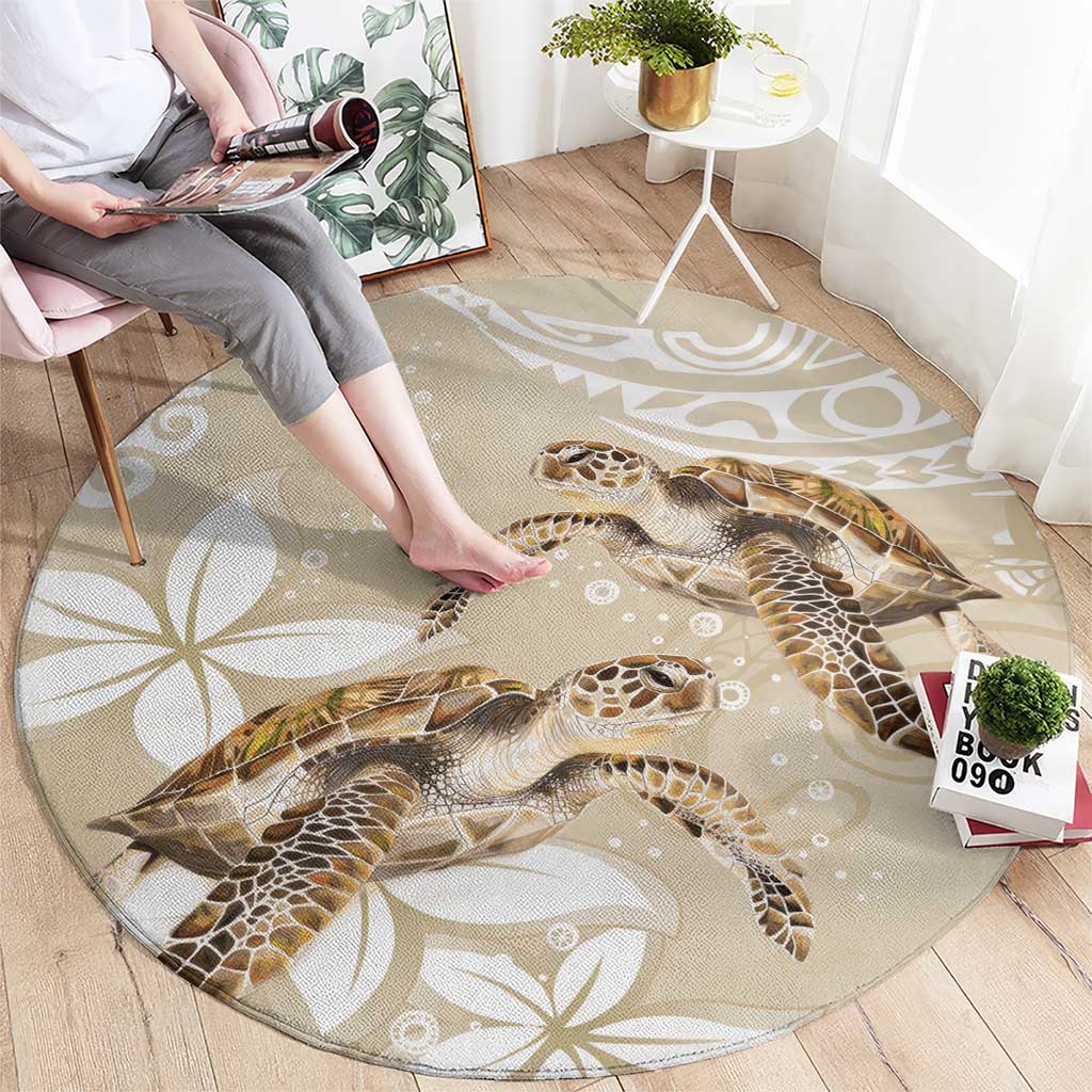 Happy Valentine's Day Polynesia Round Carpet SeaTurtle Couple Polynesian - Pollinate Color LT14 - Polynesian Pride