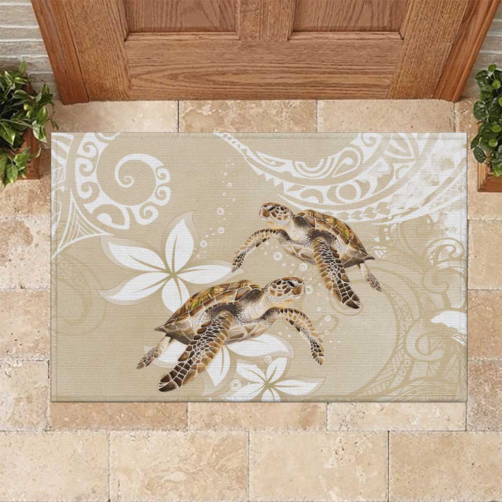 Happy Valentine's Day Polynesia Rubber Doormat SeaTurtle Couple Polynesian - Pollinate Color LT14 Beige - Polynesian Pride