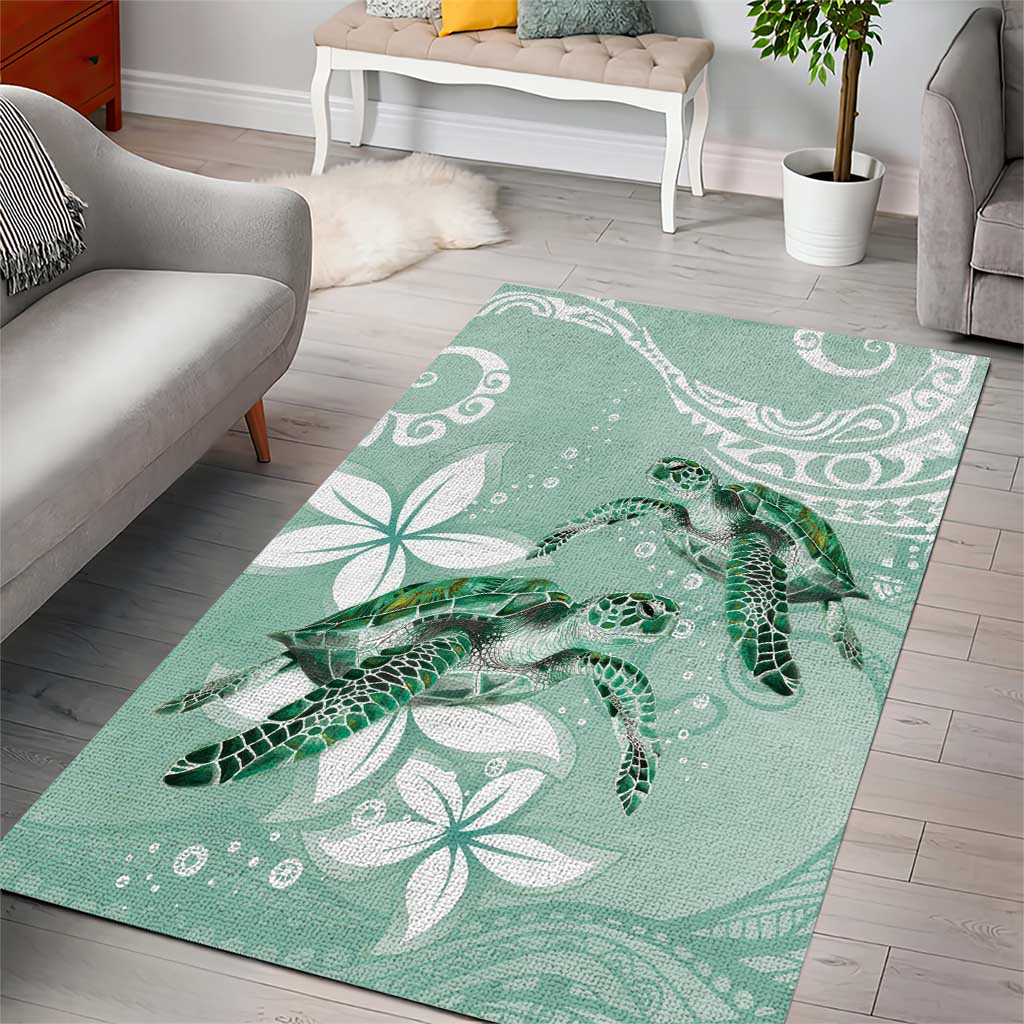 Happy Valentine's Day Polynesia Area Rug SeaTurtle Couple Polynesian - Green Lester Color LT14 - Polynesian Pride
