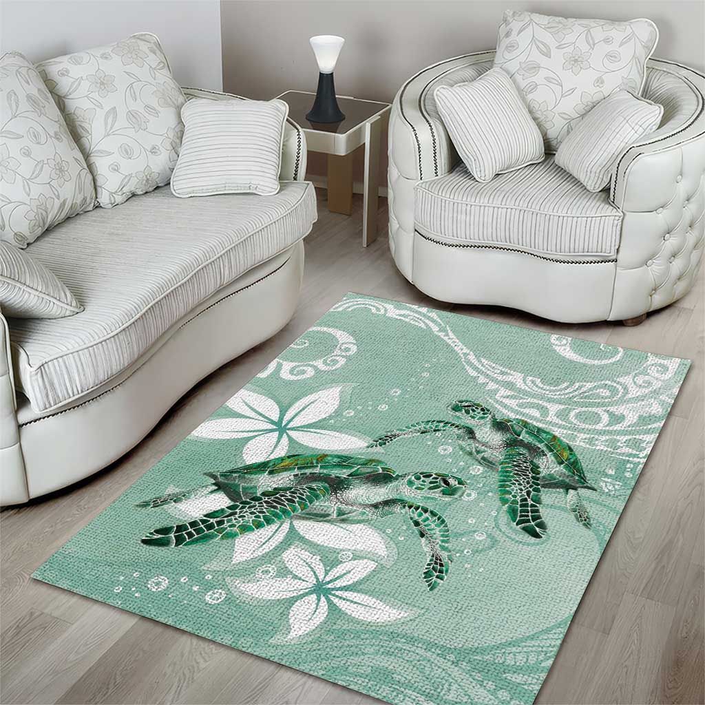 Happy Valentine's Day Polynesia Area Rug SeaTurtle Couple Polynesian - Green Lester Color LT14 - Polynesian Pride