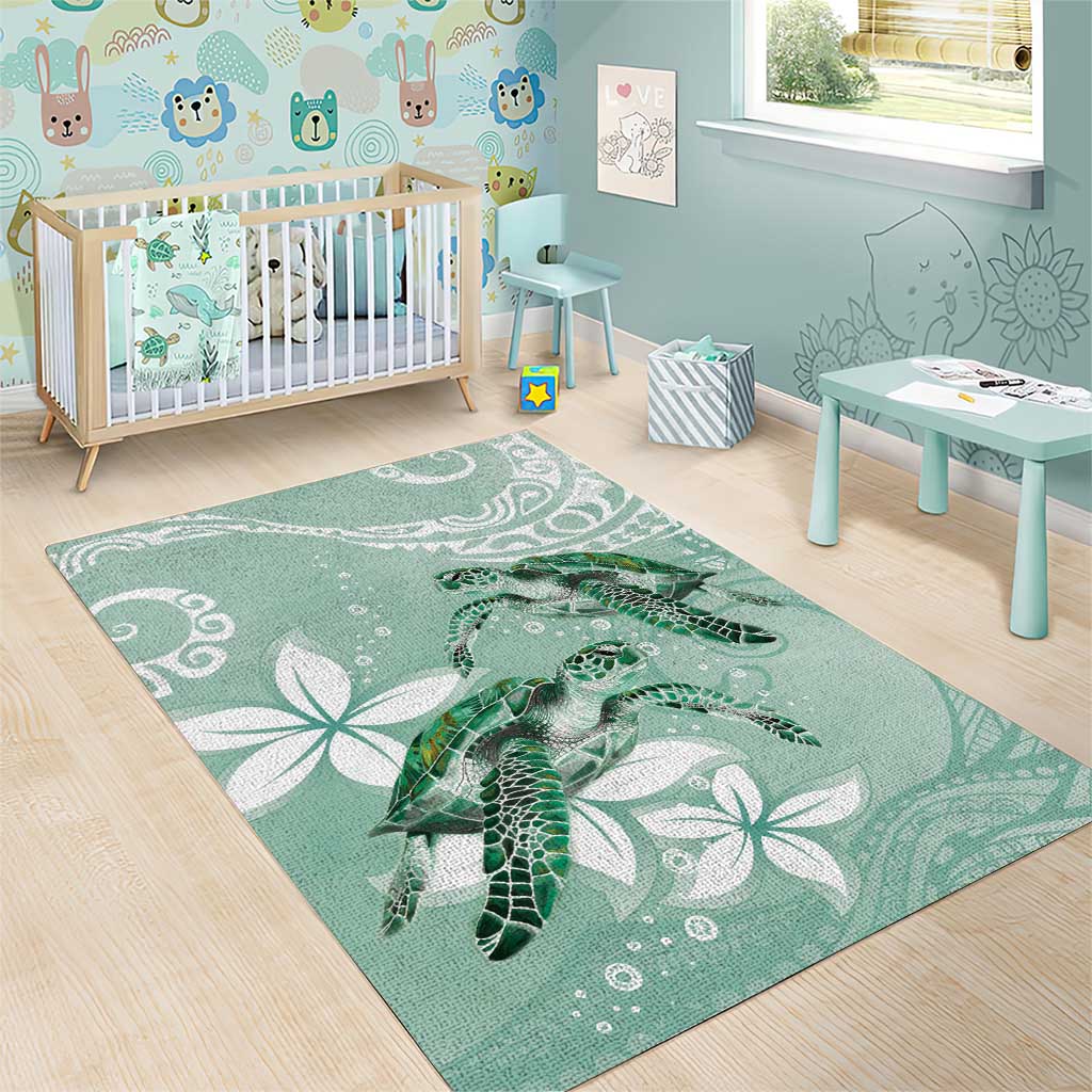 Happy Valentine's Day Polynesia Area Rug SeaTurtle Couple Polynesian - Green Lester Color LT14 - Polynesian Pride
