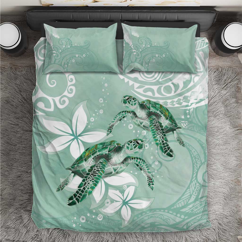 Happy Valentine's Day Polynesia Bedding Set SeaTurtle Couple Polynesian - Green Lester Color LT14 Green - Polynesian Pride
