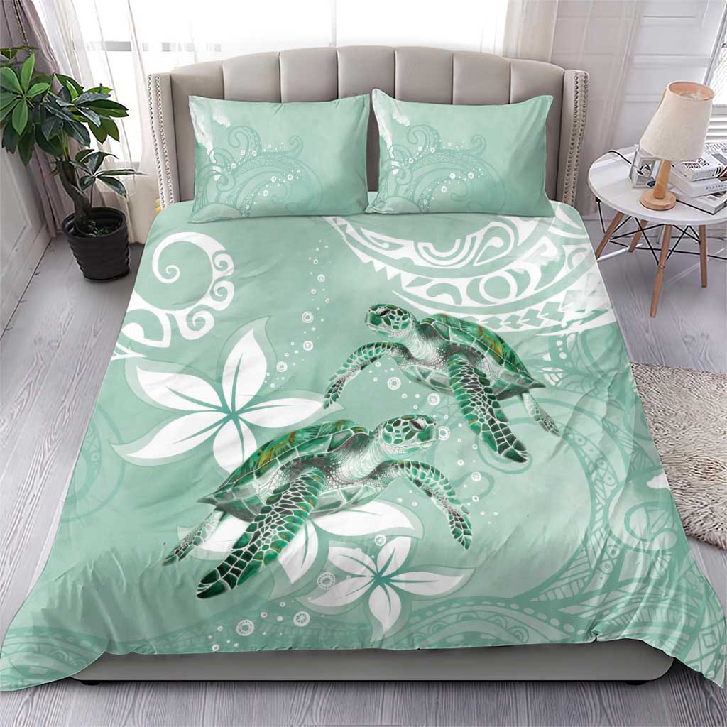 Happy Valentine's Day Polynesia Bedding Set SeaTurtle Couple Polynesian - Green Lester Color LT14 - Polynesian Pride