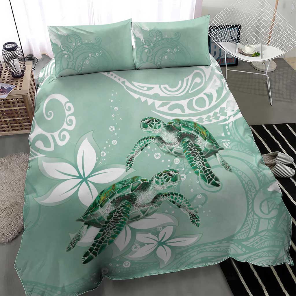 Happy Valentine's Day Polynesia Bedding Set SeaTurtle Couple Polynesian - Green Lester Color LT14 - Polynesian Pride