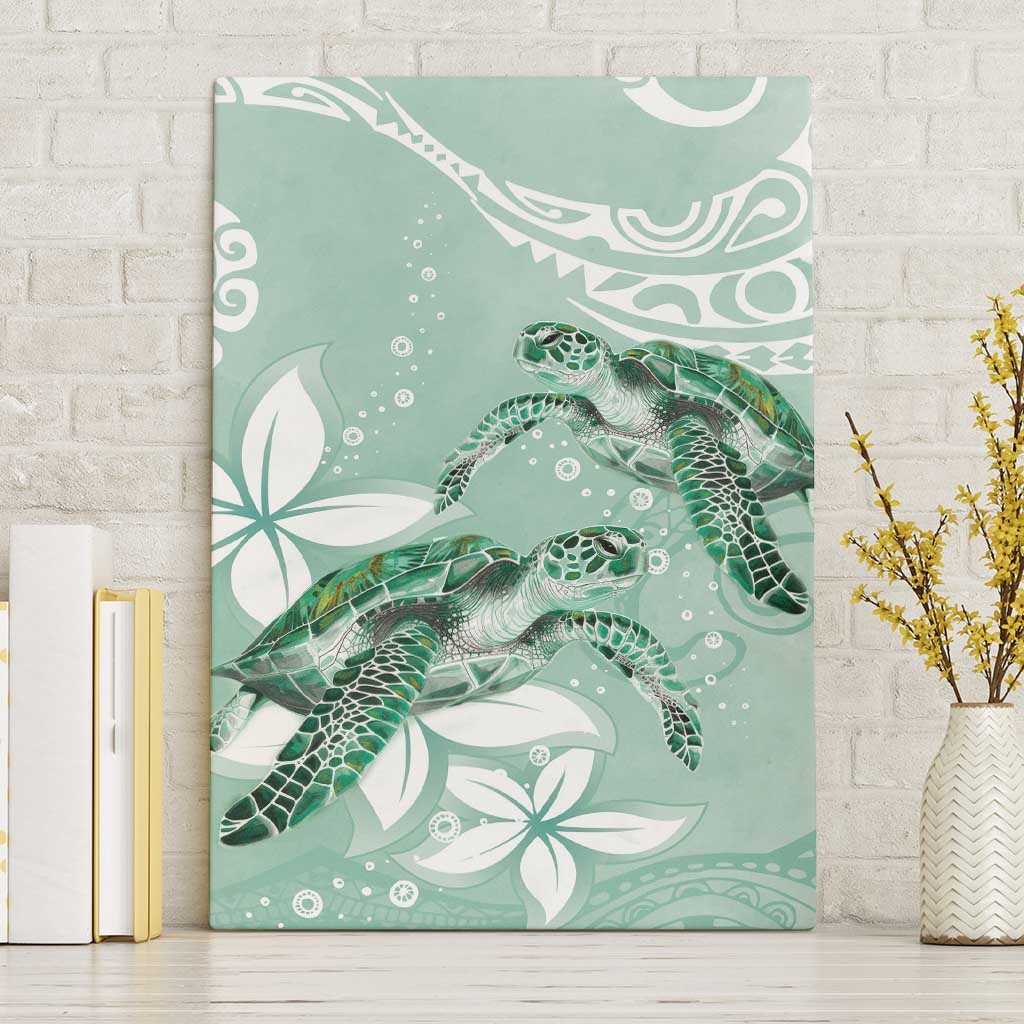 Happy Valentine's Day Polynesia Canvas Wall Art SeaTurtle Couple Polynesian - Green Lester Color LT14 Without Frame Green - Polynesian Pride