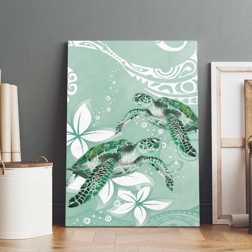 Happy Valentine's Day Polynesia Canvas Wall Art SeaTurtle Couple Polynesian - Green Lester Color LT14 - Polynesian Pride