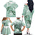 Happy Valentine's Day Polynesia Family Matching Off The Shoulder Long Sleeve Dress and Hawaiian Shirt SeaTurtle Couple Polynesian - Green Lester Color