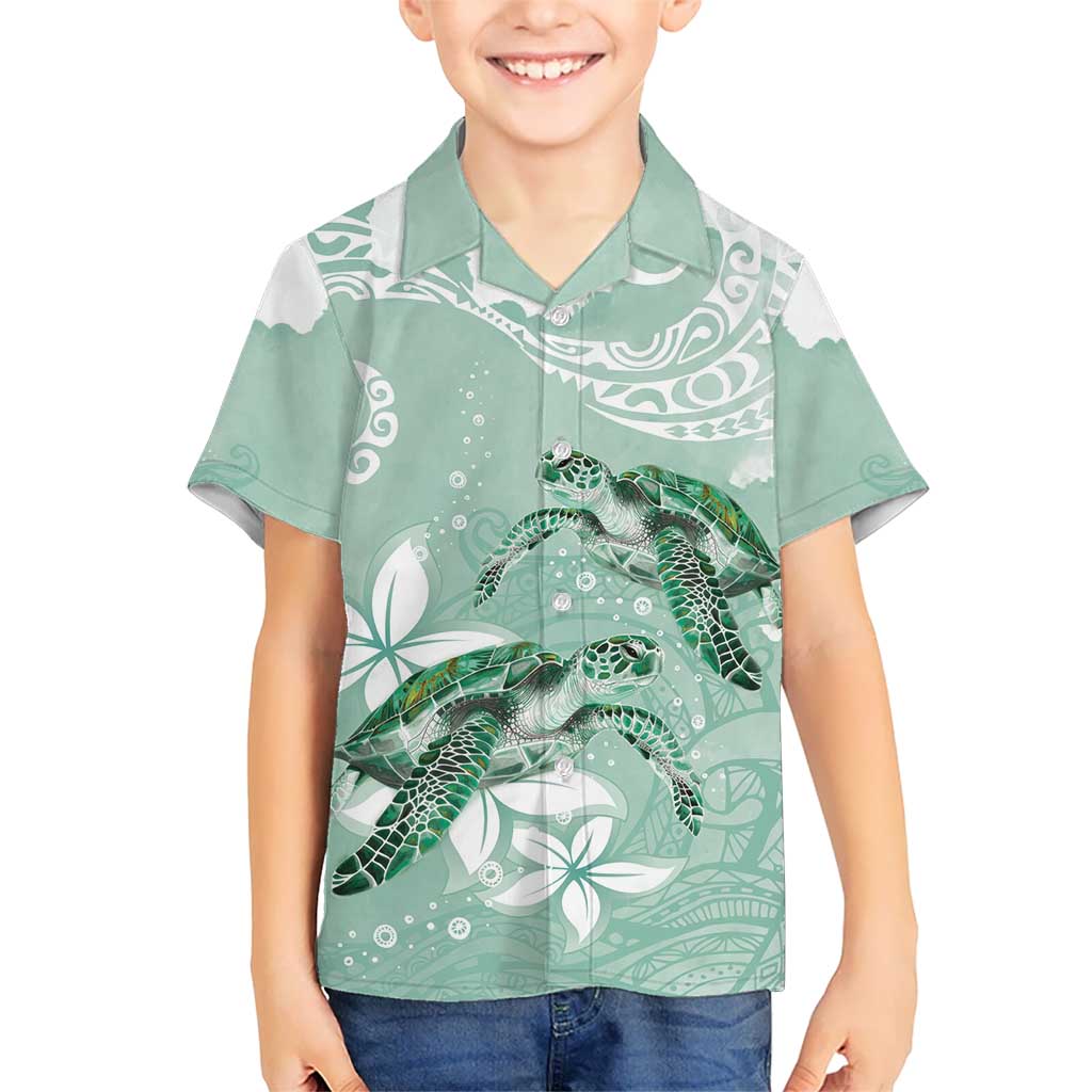 Happy Valentine's Day Polynesia Kid Hawaiian Shirt SeaTurtle Couple Polynesian - Green Lester Color LT14 Kid Green - Polynesian Pride