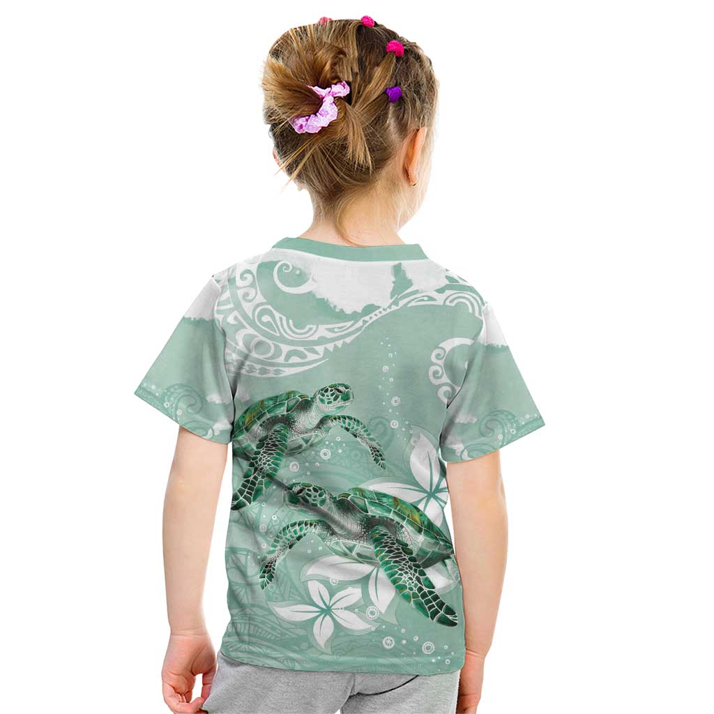 Happy Valentine's Day Polynesia Kid T Shirt SeaTurtle Couple Polynesian - Green Lester Color LT14 - Polynesian Pride