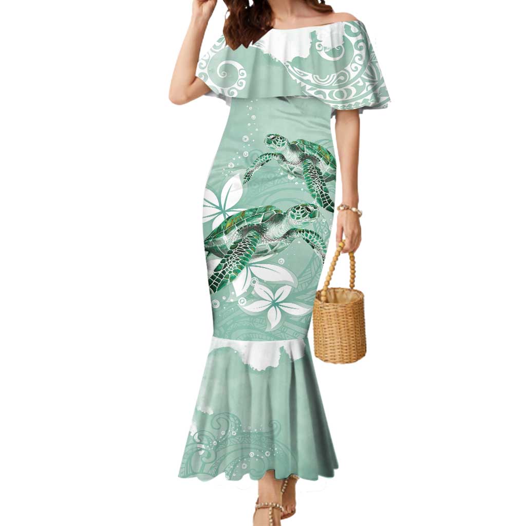 Happy Valentine's Day Polynesia Mermaid Dress SeaTurtle Couple Polynesian - Green Lester Color LT14 Women Green - Polynesian Pride