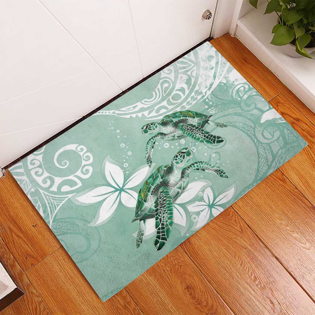 Happy Valentine's Day Polynesia Rubber Doormat SeaTurtle Couple Polynesian - Green Lester Color LT14 - Polynesian Pride