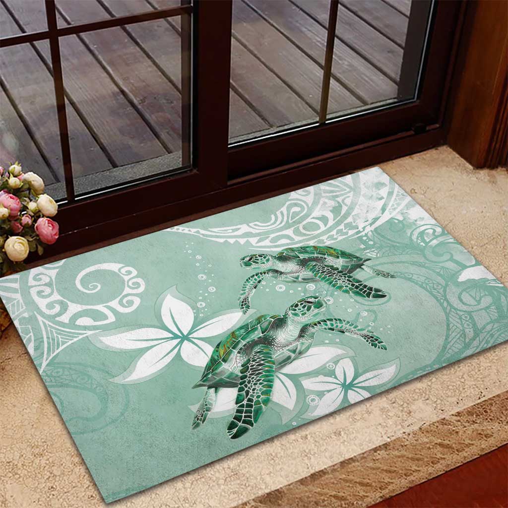 Happy Valentine's Day Polynesia Rubber Doormat SeaTurtle Couple Polynesian - Green Lester Color LT14 - Polynesian Pride