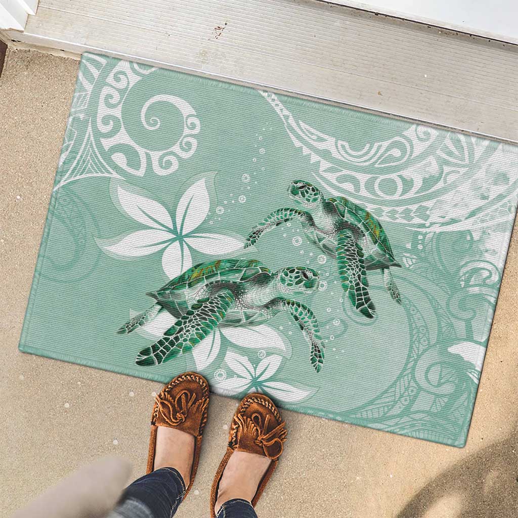 Happy Valentine's Day Polynesia Rubber Doormat SeaTurtle Couple Polynesian - Green Lester Color LT14 - Polynesian Pride