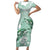 Happy Valentine's Day Polynesia Short Sleeve Bodycon Dress SeaTurtle Couple Polynesian - Green Lester Color