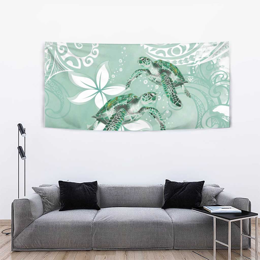 Happy Valentine's Day Polynesia Tapestry SeaTurtle Couple Polynesian - Green Lester Color LT14 - Polynesian Pride