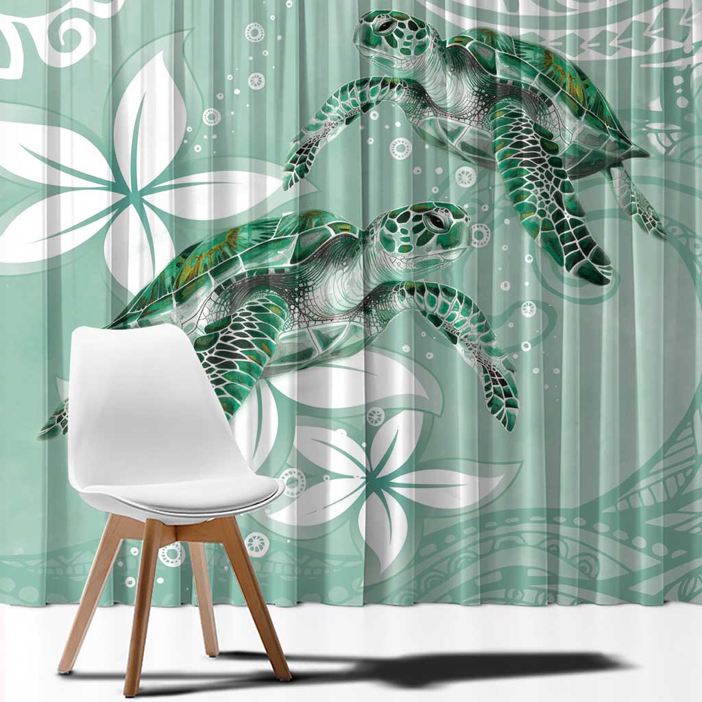 Happy Valentine's Day Polynesia Window Curtain SeaTurtle Couple Polynesian - Green Lester Color LT14 - Polynesian Pride