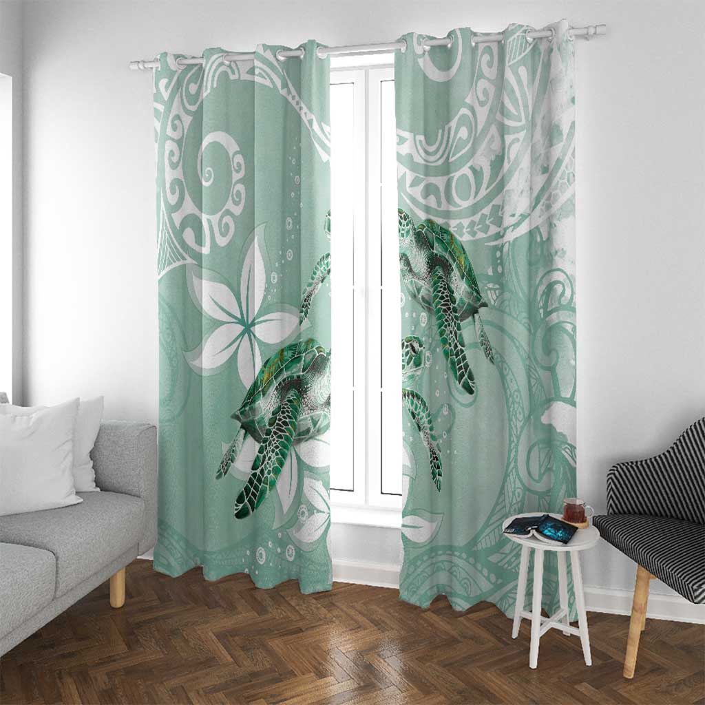 Happy Valentine's Day Polynesia Window Curtain SeaTurtle Couple Polynesian - Green Lester Color LT14 With Grommets Green - Polynesian Pride