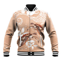 Happy Valentine's Day Polynesia Baseball Jacket SeaTurtle Couple Polynesian - Desert Sand Color LT14 Unisex Desert Sand - Polynesian Pride