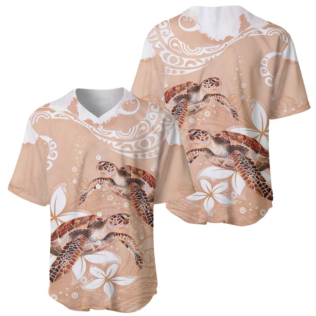 Happy Valentine's Day Polynesia Baseball Jersey SeaTurtle Couple Polynesian - Desert Sand Color LT14 - Polynesian Pride