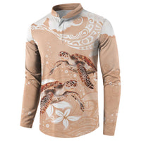 Happy Valentine's Day Polynesia Button Sweatshirt SeaTurtle Couple Polynesian - Desert Sand Color LT14 - Polynesian Pride