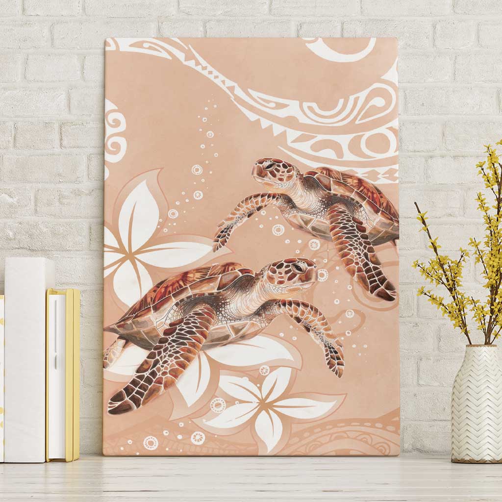 Happy Valentine's Day Polynesia Canvas Wall Art SeaTurtle Couple Polynesian - Desert Sand Color LT14 Without Frame Desert Sand - Polynesian Pride