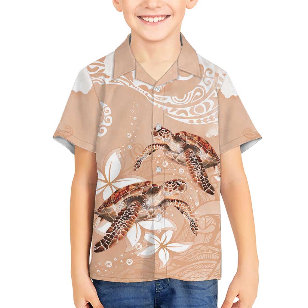 Happy Valentine's Day Polynesia Kid Hawaiian Shirt SeaTurtle Couple Polynesian - Desert Sand Color LT14 Kid Desert Sand - Polynesian Pride