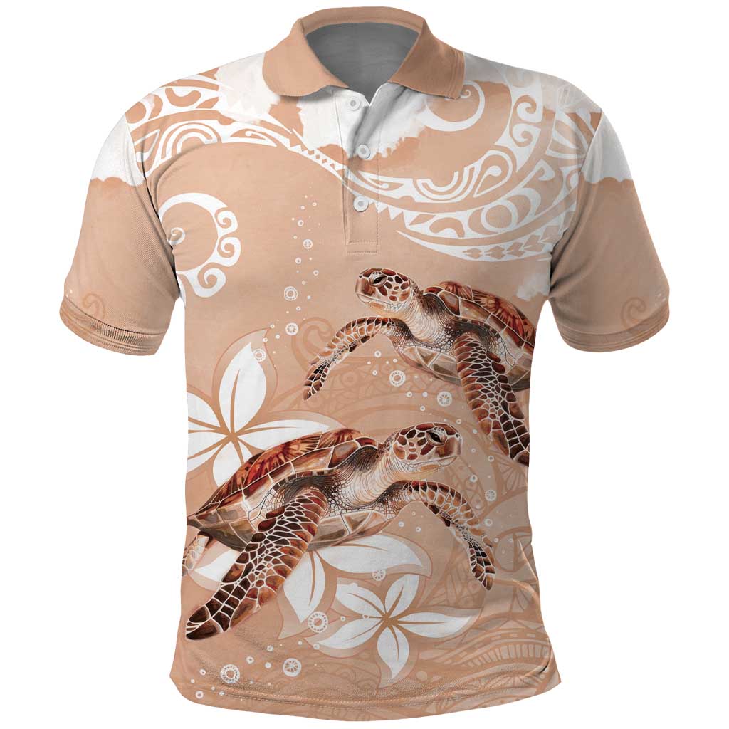 Happy Valentine's Day Polynesia Polo Shirt SeaTurtle Couple Polynesian - Desert Sand Color LT14 Desert Sand - Polynesian Pride
