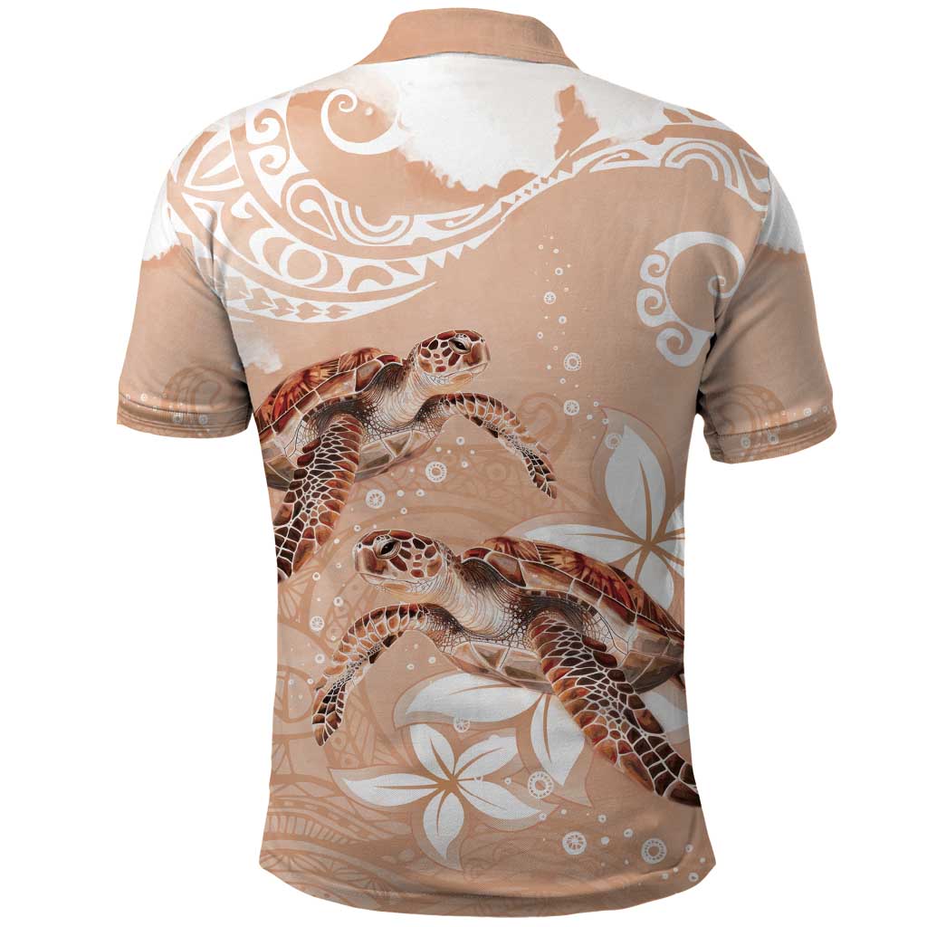 Happy Valentine's Day Polynesia Polo Shirt SeaTurtle Couple Polynesian - Desert Sand Color LT14 - Polynesian Pride