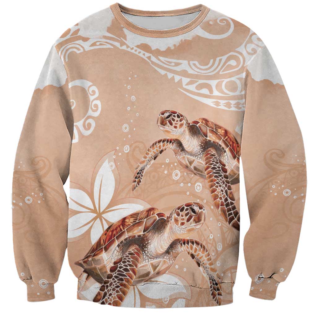 Happy Valentine's Day Polynesia Sweatshirt SeaTurtle Couple Polynesian - Desert Sand Color LT14 Unisex Desert Sand - Polynesian Pride