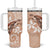 Happy Valentine's Day Polynesia Tumbler With Handle SeaTurtle Couple Polynesian - Desert Sand Color