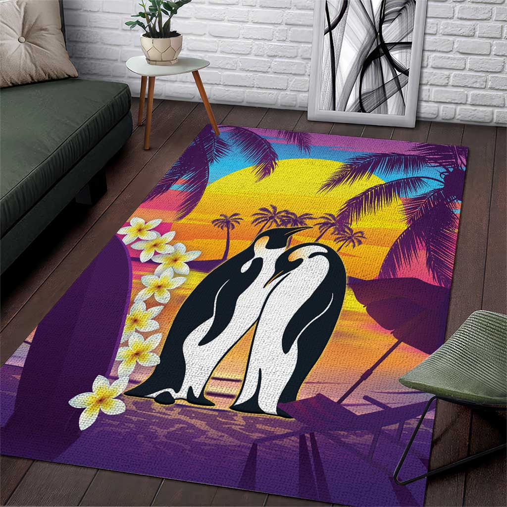 Hawaii Penguin Couple Area Rug You Are My Valentine - Tropical Sunset Vibes LT14 Purple - Polynesian Pride