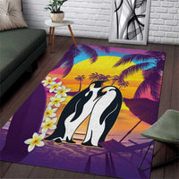 Hawaii Penguin Couple Area Rug You Are My Valentine - Tropical Sunset Vibes LT14 Purple - Polynesian Pride