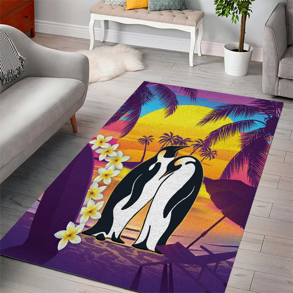 Hawaii Penguin Couple Area Rug You Are My Valentine - Tropical Sunset Vibes LT14 - Polynesian Pride