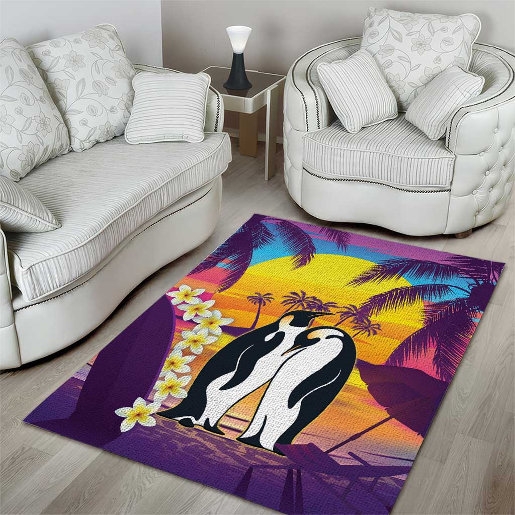 Hawaii Penguin Couple Area Rug You Are My Valentine - Tropical Sunset Vibes LT14 - Polynesian Pride