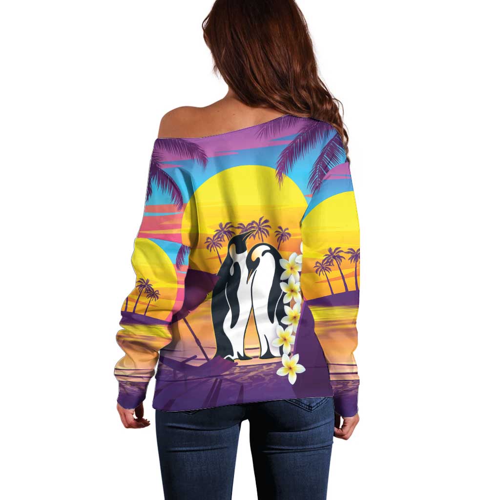 Hawaii Penguin Couple Off Shoulder Sweater You Are My Valentine - Tropical Sunset Vibes LT14 - Polynesian Pride