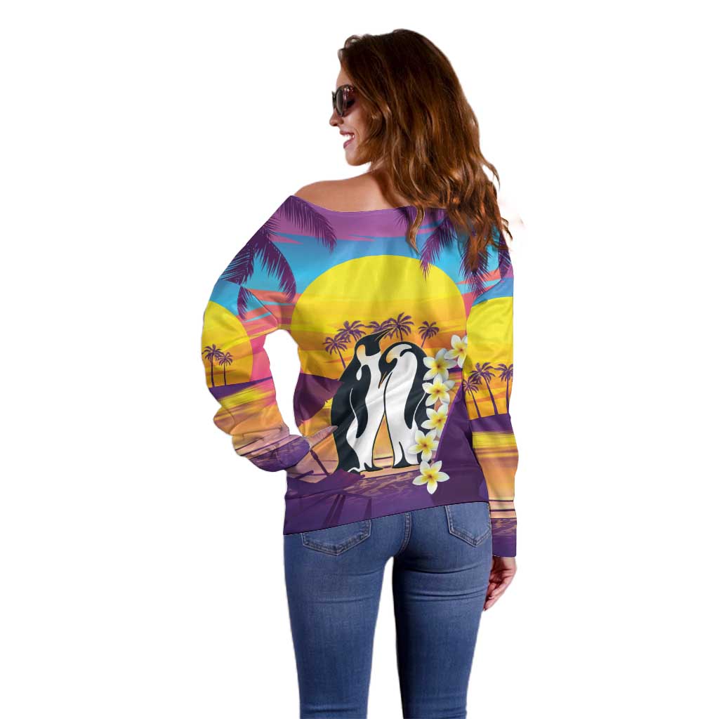 Hawaii Penguin Couple Off Shoulder Sweater You Are My Valentine - Tropical Sunset Vibes LT14 - Polynesian Pride