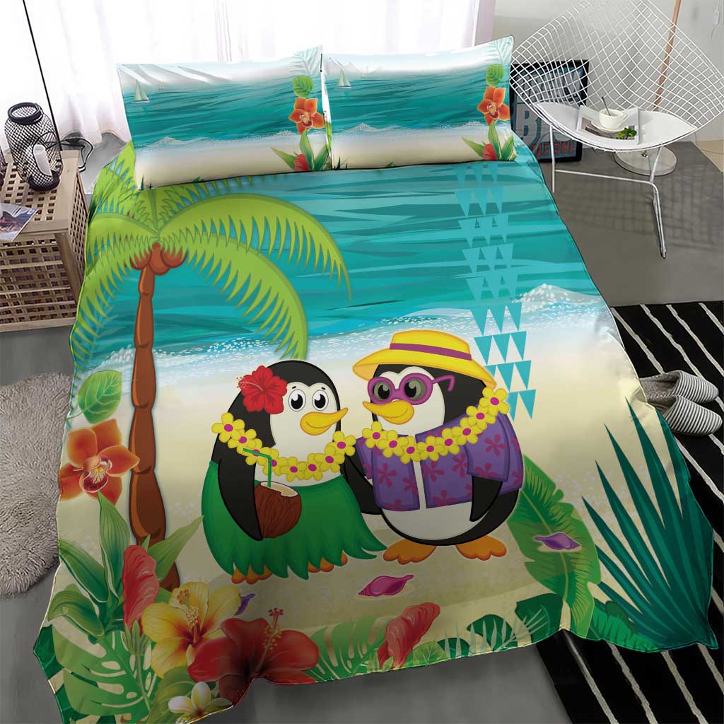 Hawaii Penguin Couple Bedding Set Hawaiian Kakau - Tropical Summer Vibes LT14 - Polynesian Pride