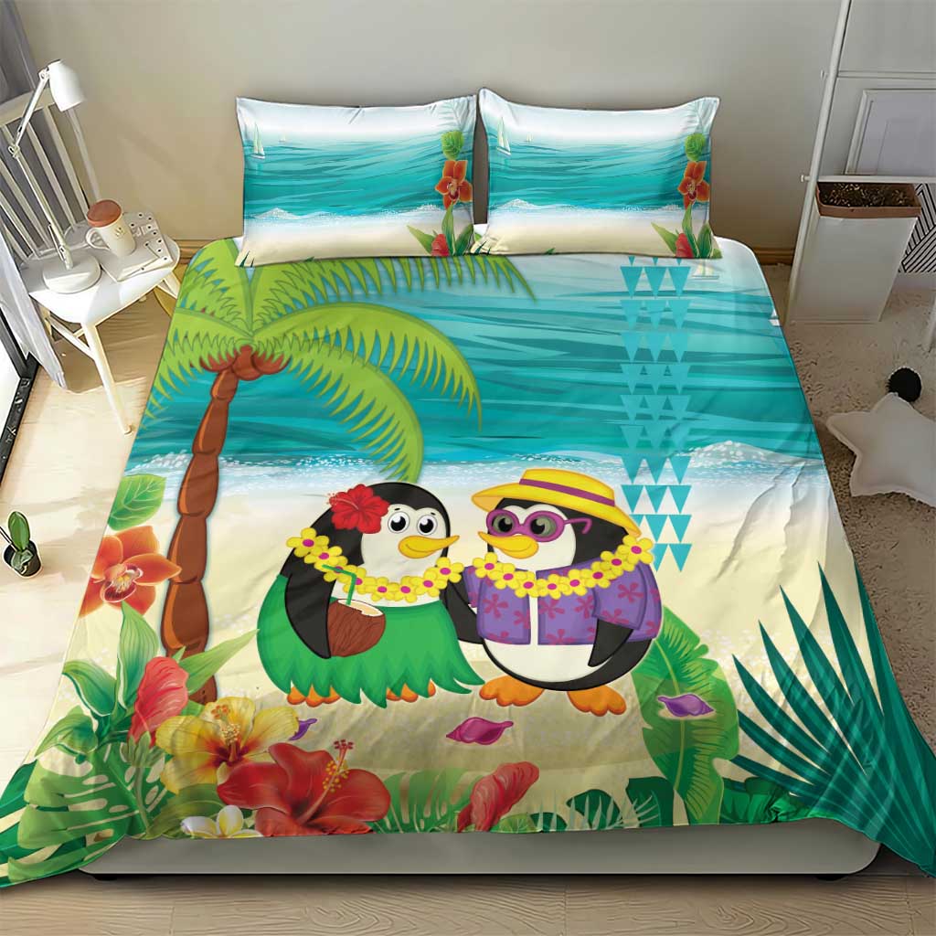 Hawaii Penguin Couple Bedding Set Hawaiian Kakau - Tropical Summer Vibes LT14 - Polynesian Pride