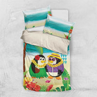 Hawaii Penguin Couple Bedding Set Hawaiian Kakau - Tropical Summer Vibes LT14 US Twin 172cm x 218cm Cyan - Polynesian Pride