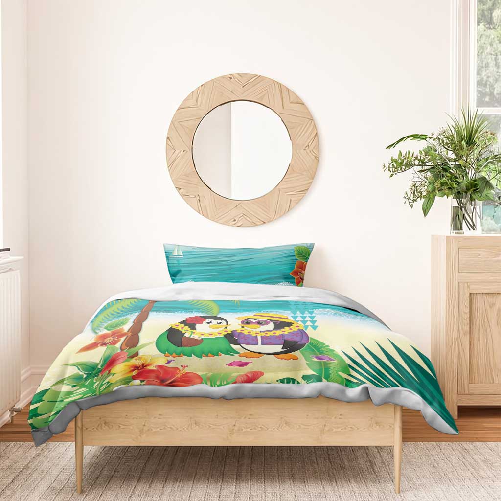 Hawaii Penguin Couple Bedding Set Hawaiian Kakau - Tropical Summer Vibes LT14 - Polynesian Pride