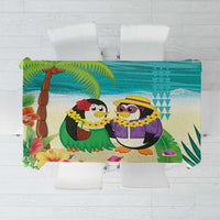 Hawaii Penguin Couple Tablecloth Hawaiian Kakau - Tropical Summer Vibes LT14 Cyan - Polynesian Pride